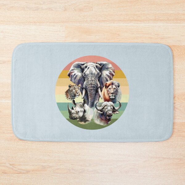 Item preview, Africa's Big 5 Watercolor on Retro Sunset for Wildlife Fans designed and sold by Scotch Macaskill.