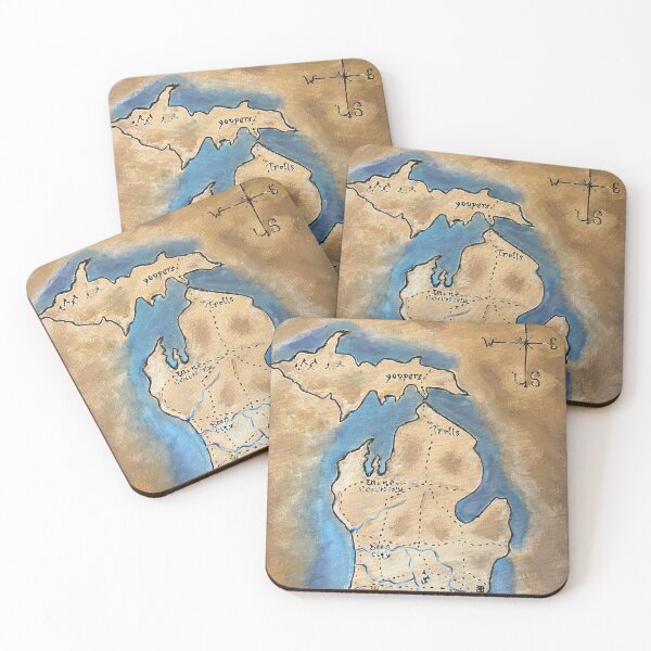 Item preview, Michigan map  designed and sold by pretzartgallery.