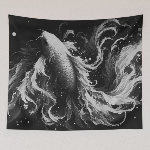 Item preview, Monochromatic Karasu Black Koi Fish designed and sold by TomFrontierArt.
