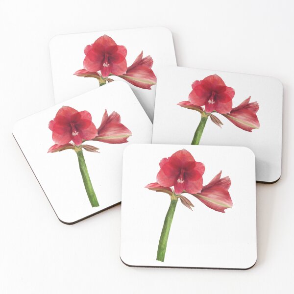 Item preview, Red amaryllis flower Hand drawn watercolor clipart designed and sold by BartolArt.