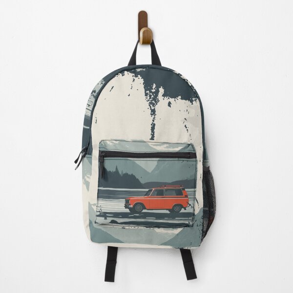 Item preview, Red Camping Car Caravan Trip Mountains Route designed and sold by RR-Arts.