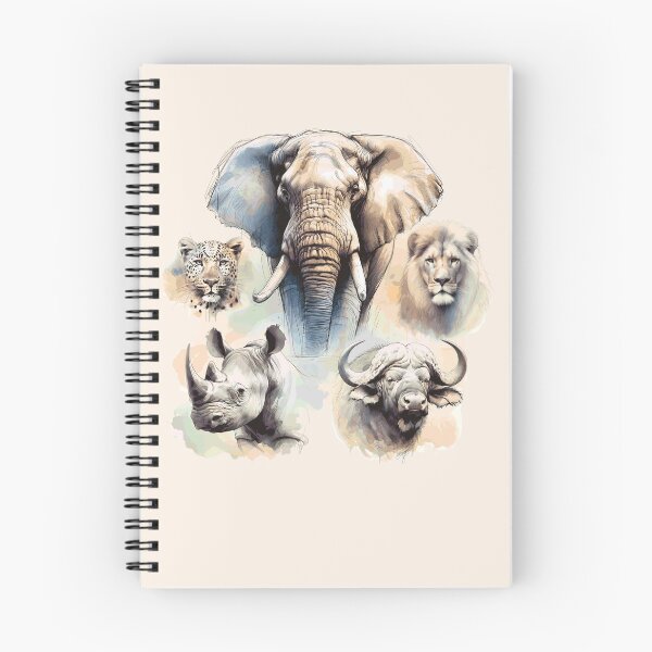 Item preview, Africa's Big 5 in Line and Wash Watercolor for Wildlife Fans designed and sold by Scotch Macaskill.