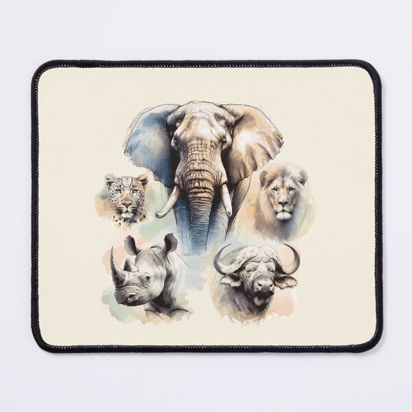 Item preview, Africa's Big 5 in Line and Wash Watercolor for Wildlife Fans designed and sold by Scotch Macaskill.