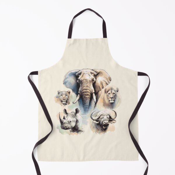 Item preview, Africa's Big 5 in Line and Wash Watercolor for Wildlife Fans designed and sold by Scotch Macaskill.