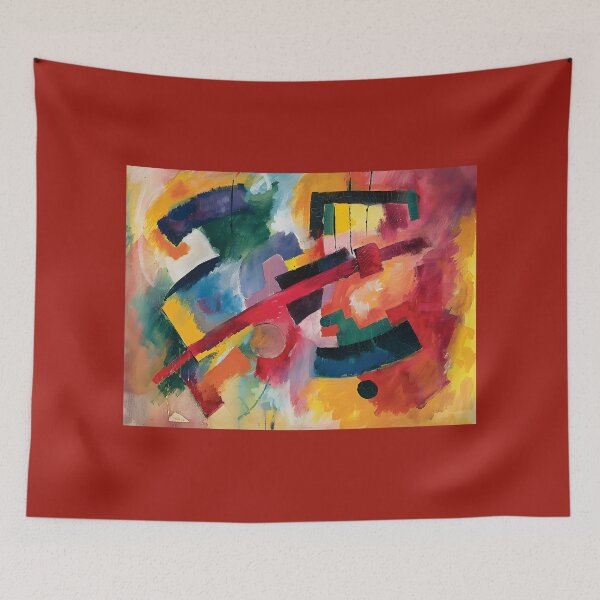Item preview, Dynamic Geometric Fusion- Vivid Colors and Bold Brush Strokes in Abstract Interplay designed and sold by OlfactoART Studio.