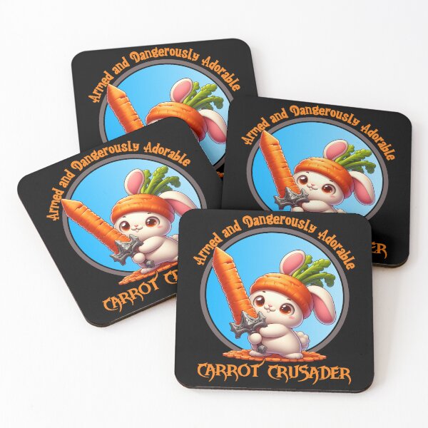 Item preview, Carrot Crusader Armed and Dangerously Adorable Funny Bunny Cartoon designed and sold by André Botes.