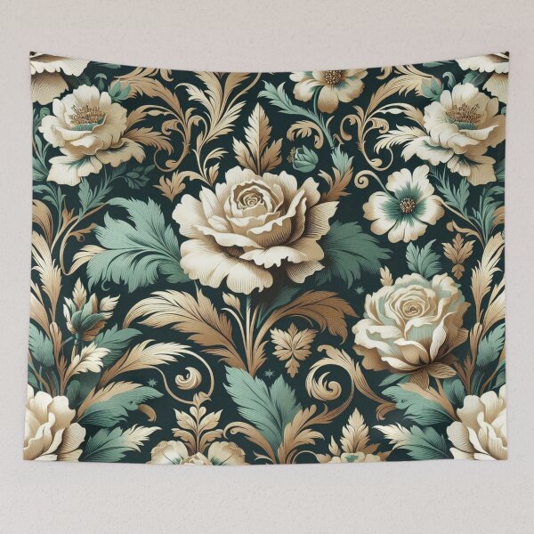 Item preview, Dark Teal & Gold Damask With Roses designed and sold by DesignsByPrnces.