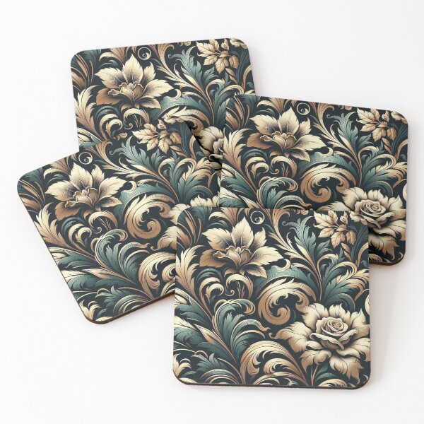 Item preview, Dark Teal & Gold Damask With Roses designed and sold by DesignsByPrnces.