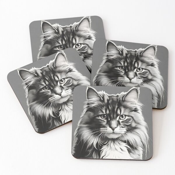 Item preview, Longhair cat (Black & White Pop Art) designed and sold by thesnakeater.