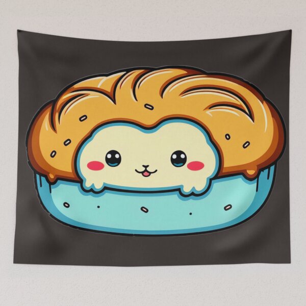 Item preview, "Whimsical Pastry Character: A Delightful Illustration of a Cute Creature Peeking Out from a Baked Good" designed and sold by MYTHIC PEEL STICKERS.