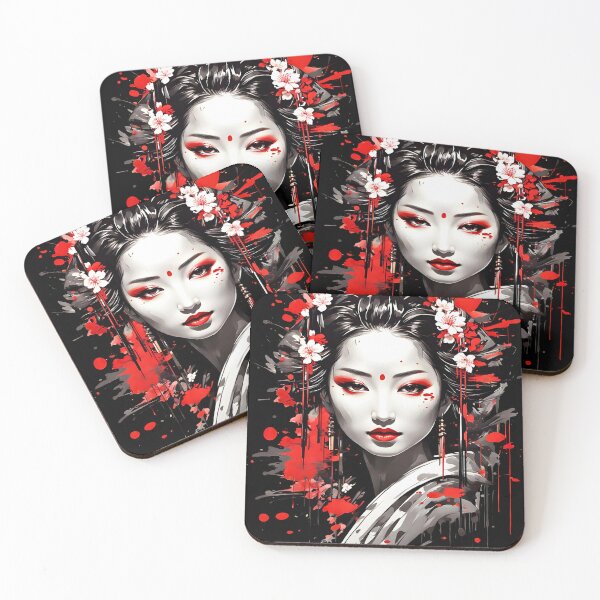 Item preview, Japanese Geisha retro vintage Oriental art floral design designed and sold by BorgSpareParts.