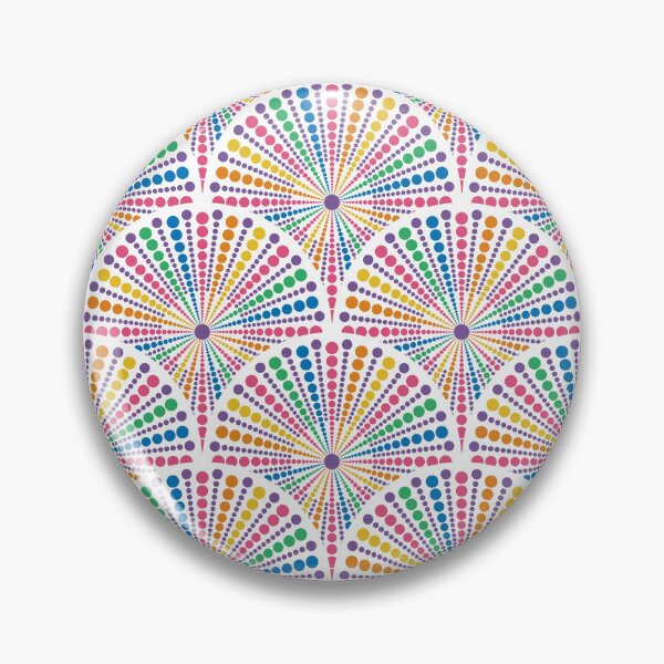 Item preview, Maximalist Rainbow Sea Urchin Dot Mandala Art Deco Scallop designed and sold by Triplicate Limited.