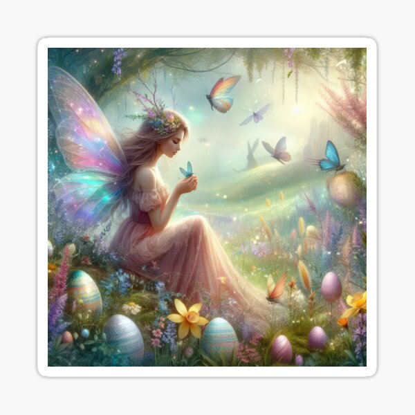 Item preview, fairy with butterflies in the forest  fantasy easter landscape designed and sold by Expressions-Sel.