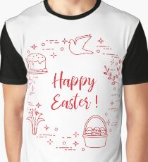 Easter cake, willow, lily,candle,dove,basket,eggs. Graphic T-Shirt
