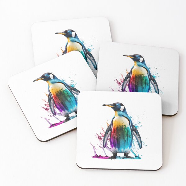 Item preview, Penguin With Rainbow Water Splash Effect designed and sold by Amberjays.