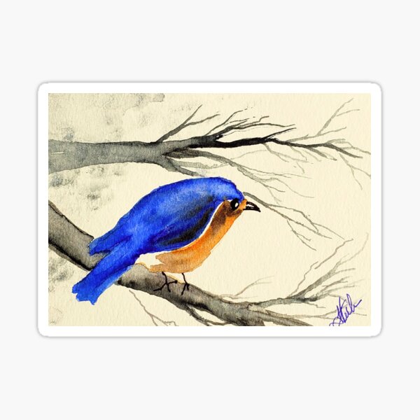 Silly Bird Blue Bird by TSteele.Art Sticker