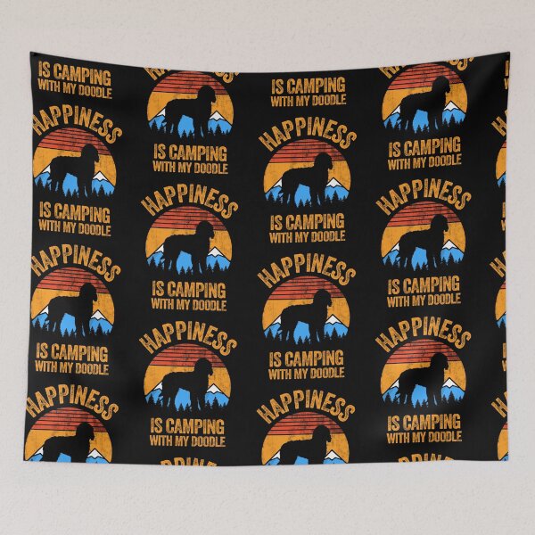 Item preview, Vintage Retro Happiness Is Camping With My Doodle designed and sold by Guarddogdrive.