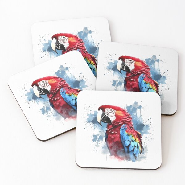 Item preview, Red And Blue Macaw With Ink Splash Effect designed and sold by Amberjays.