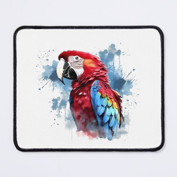 Item preview, Red And Blue Macaw With Ink Splash Effect designed and sold by Amberjays.