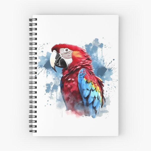 Item preview, Red And Blue Macaw With Ink Splash Effect designed and sold by Amberjays.