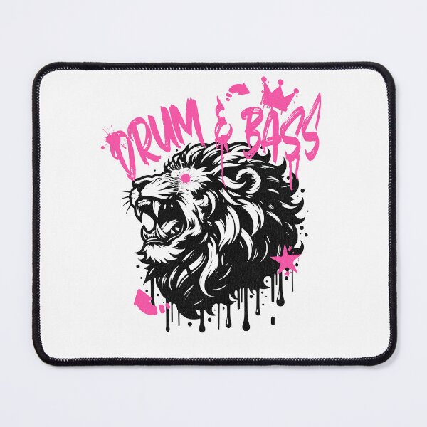 Item preview, DRUM AND BASS  - Stenciled Lion (Black/pink)  designed and sold by Discothreadz.