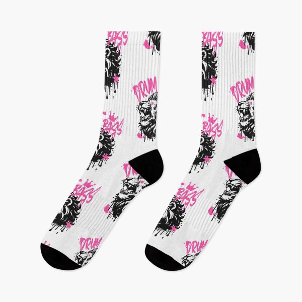 Item preview, DRUM AND BASS  - Stenciled Lion (Black/pink)  designed and sold by Discothreadz.
