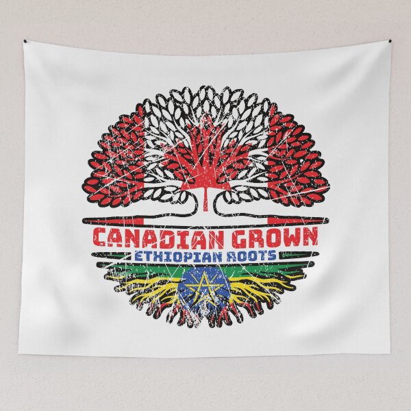 Item preview, Ethiopia Ethiopian Canadian Canada Tree Roots Flag designed and sold by FlagX.