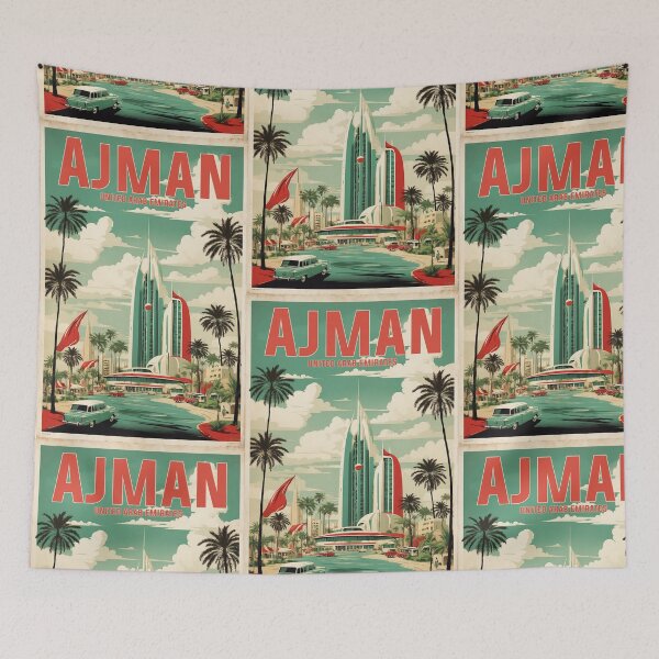 Item preview, Ajman United Arab Emirates Vintage Travel Tourism Watercolor designed and sold by TravelersGems.