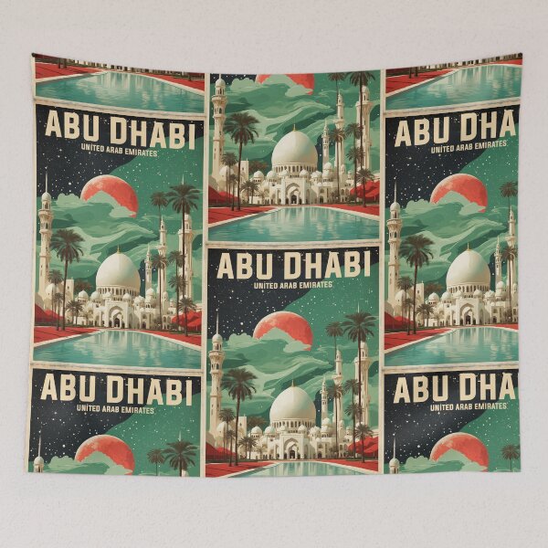 Item preview, Abu Dhabi Arab Emirates Vintage Travel Tourism Watercolor designed and sold by TravelersGems.