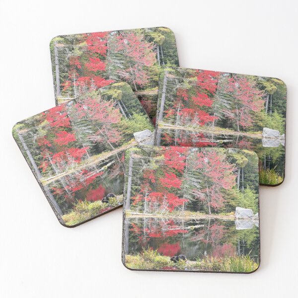 Item preview, Beaver in a fall landscape surrounded by red trees designed and sold by ClarissaFlora.