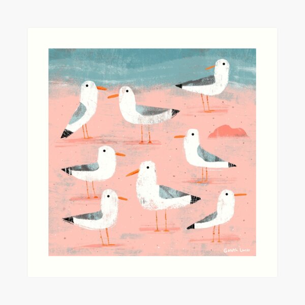 Seagulls on the Shore Art Print