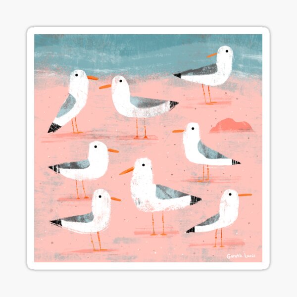 Seagulls on the Shore Sticker