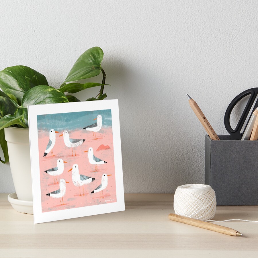 Seagulls on the Shore Art Board Print