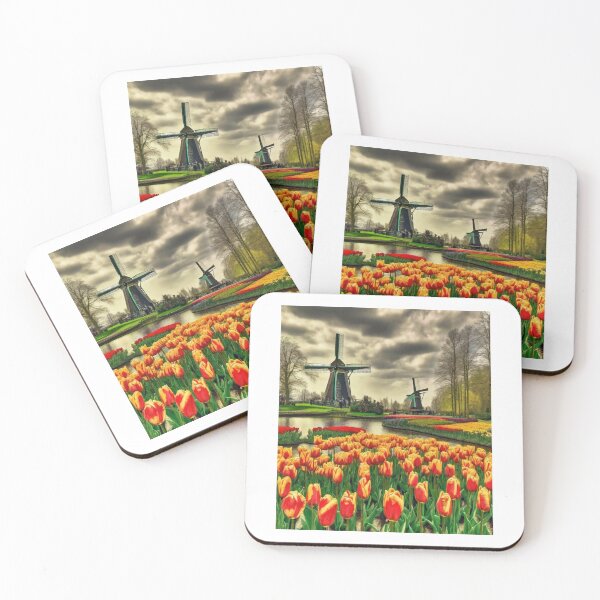 Item preview, "Tulips at Keukenhof, Netherlands: Windmills in the Background"   designed and sold by Artisticanvas.