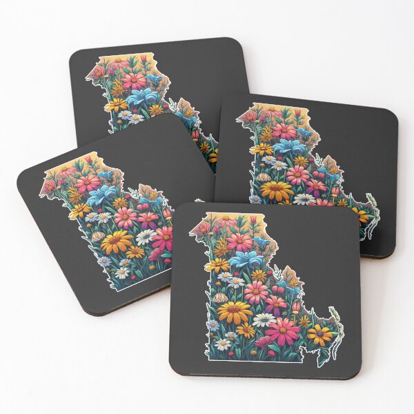 Item preview, USA Delaware State Flowers Map Colorful Wildflowers for Girl Women -  designed and sold by PurpleLoveStore.