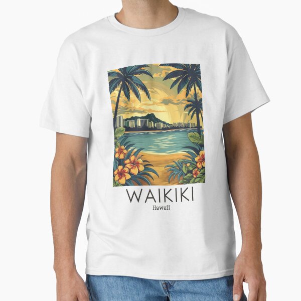 Artikel-Vorschau von Eine Vintage Reiseillustration von Waikiki - Hawaii, designt und verkauft von GoodOldVintage.