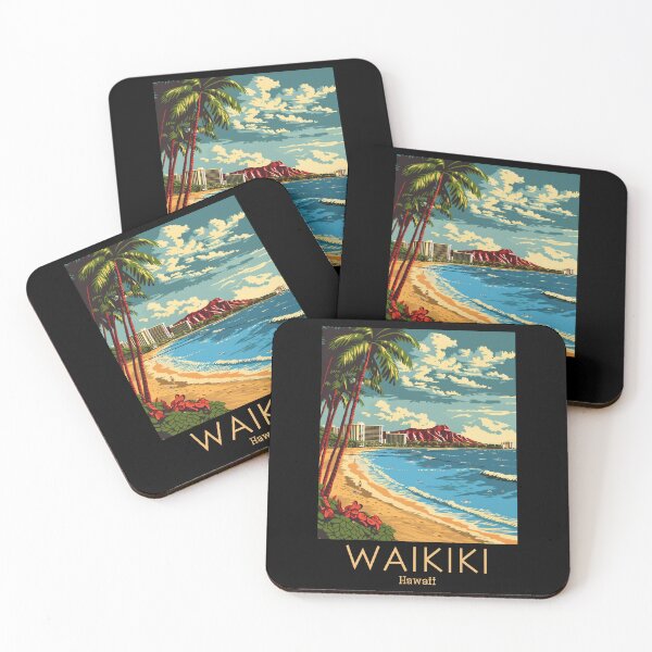 Artikelvorschau, Eine Vintage Reiseillustration von Waikiki - Hawaii entworfen und verkauft von GoodOldVintage.