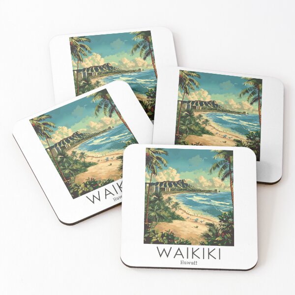 Artikelvorschau, Eine Vintage Reiseillustration von Waikiki - Hawaii entworfen und verkauft von GoodOldVintage.