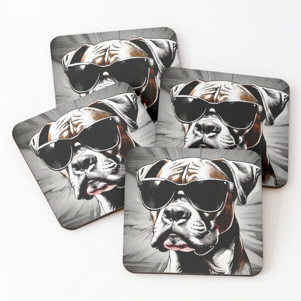 Item preview, Boxer dog with sunglasses (Black & White Pop Art) designed and sold by thesnakeater.