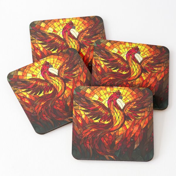 Item preview, Stained glass Phoenix rising print designed and sold by dcrc.