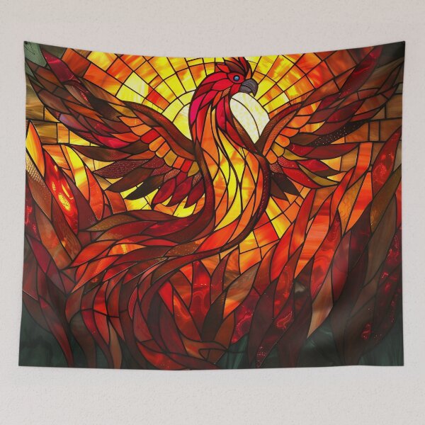 Item preview, Stained glass Phoenix rising print designed and sold by dcrc.
