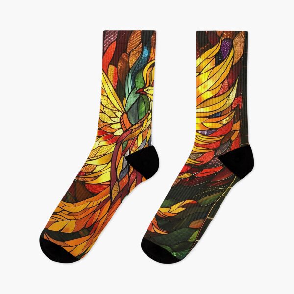 Item preview, Stained glass Phoenix rising print designed and sold by dcrc.