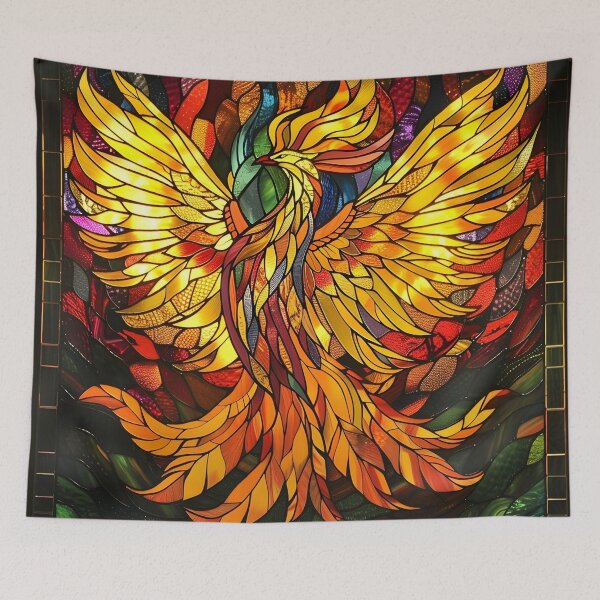 Item preview, Stained glass Phoenix rising print designed and sold by dcrc.