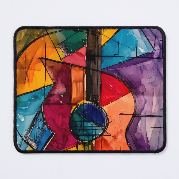 Item preview, Vibrant Guitar Acoustic Symphony- Abstract Melodies in Colorful Mosaic Geometry Digital Art designed and sold by OlfactoART Studio.
