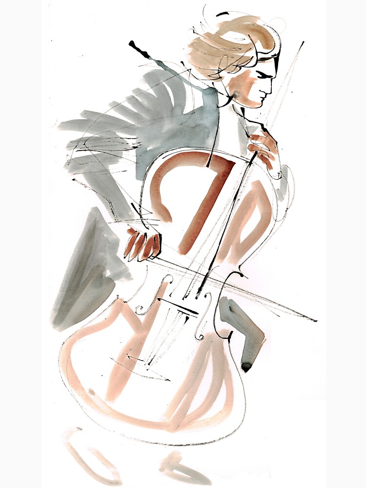 Cello Player Musician Expressive Drawing by CatarinaGarcia