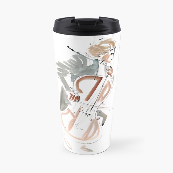 Cello Player Musician Expressive Drawing Travel Mug