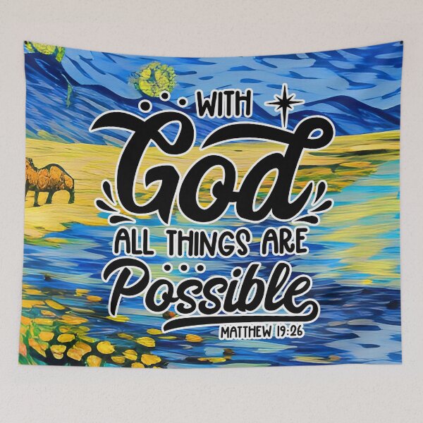 Item preview, Bible Verses About Healing - Matthew 19:26 - Blue Hills Painting designed and sold by SpartanDStore.