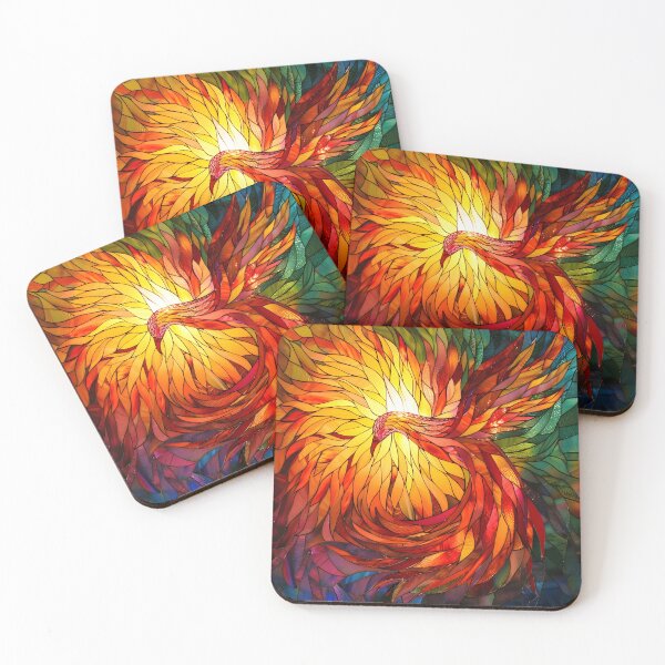 Item preview, stained glass phoenix rising print designed and sold by dcrc.