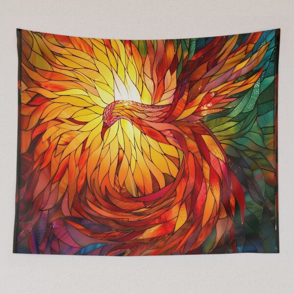 Item preview, stained glass phoenix rising print designed and sold by dcrc.