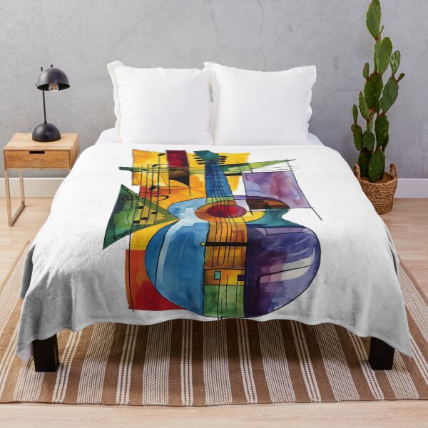 Item preview, Contemporary Guitar Harmony- Cubism Fauvism Abstract Composition with Musical Elements designed and sold by OlfactoART Studio.